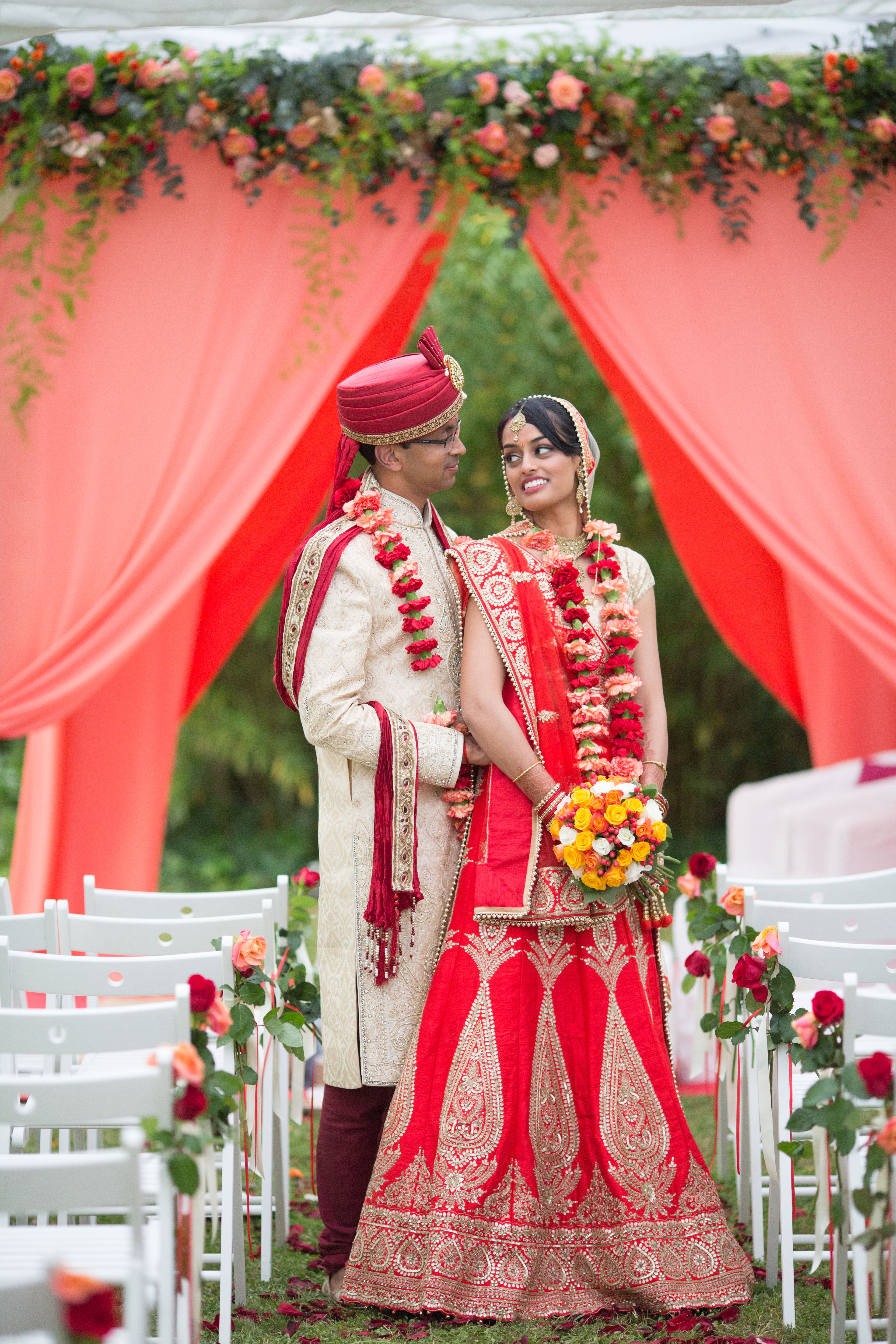 Ceremony Wedding Hindu <br>coral colours